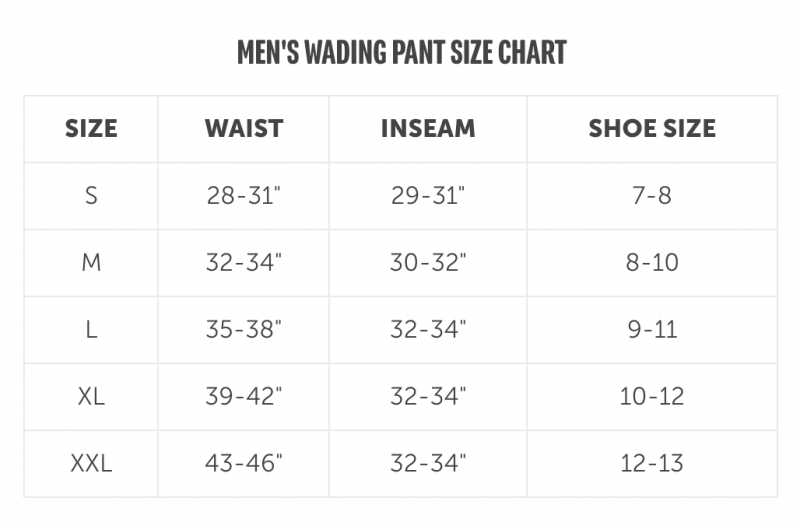 Escape Pant Size Chart