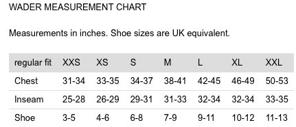 new vision atom waders anglers lodge vision waders size chart