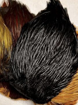 Indian Dry Fly Rooster Neck (Cock Cape), Black